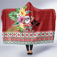Santa Surf Mele Kalikimaka Personalized Hooded Blanket Aloha Tropical Christmas Vibes - Polynesian Pride