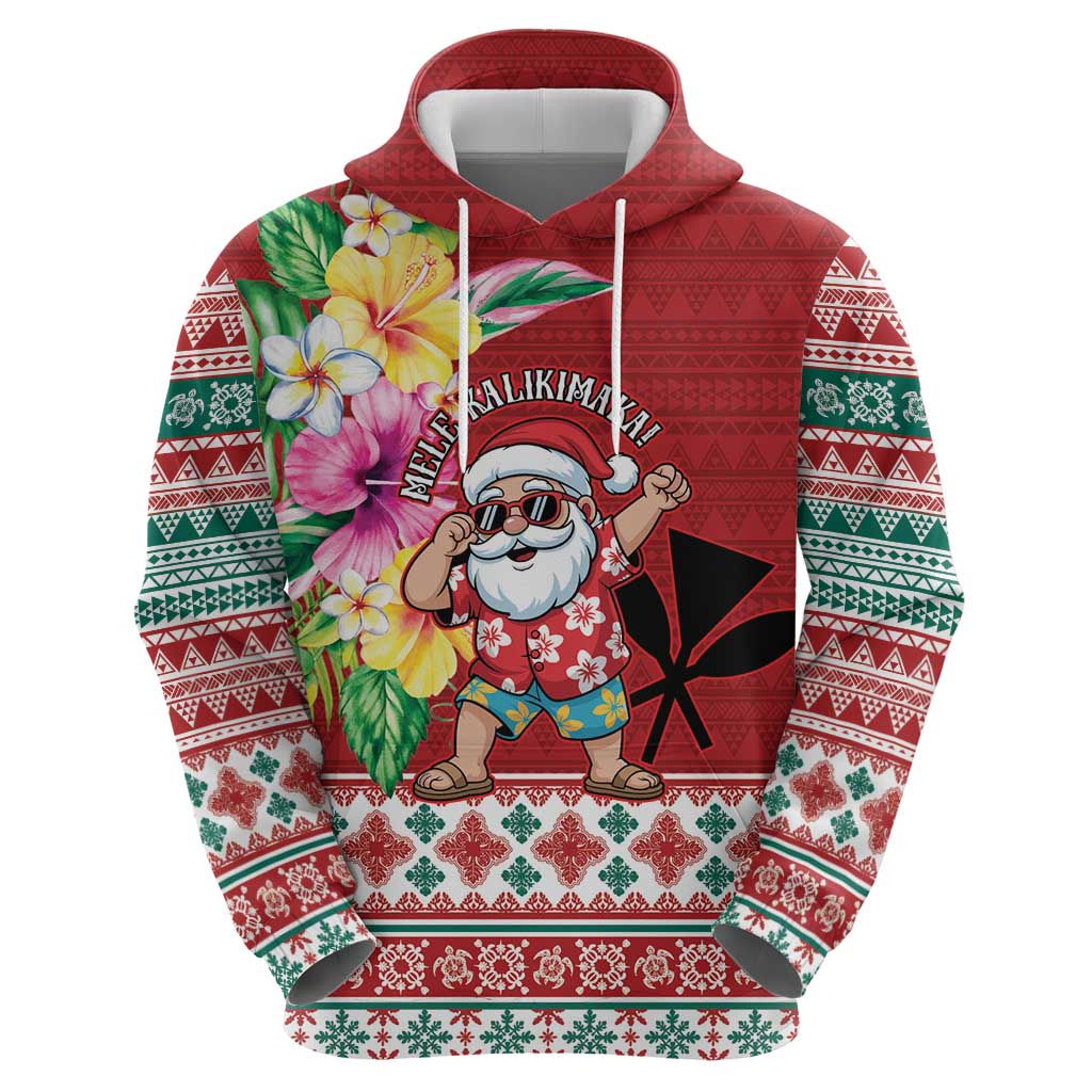 Santa Surf Mele Kalikimaka Personalized Hoodie Aloha Tropical Christmas Vibes - Polynesian Pride
