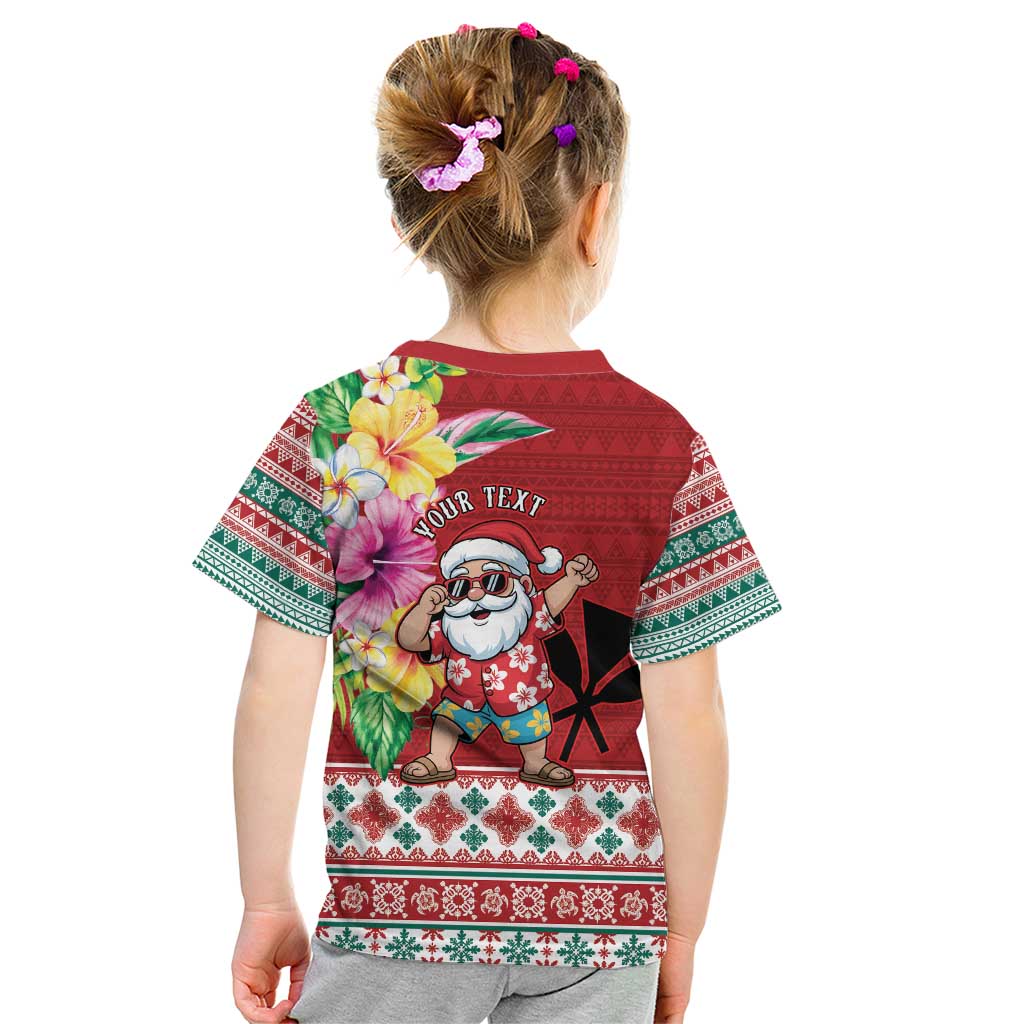 Santa Surf Mele Kalikimaka Personalized Kid T Shirt Aloha Tropical Christmas Vibes - Polynesian Pride
