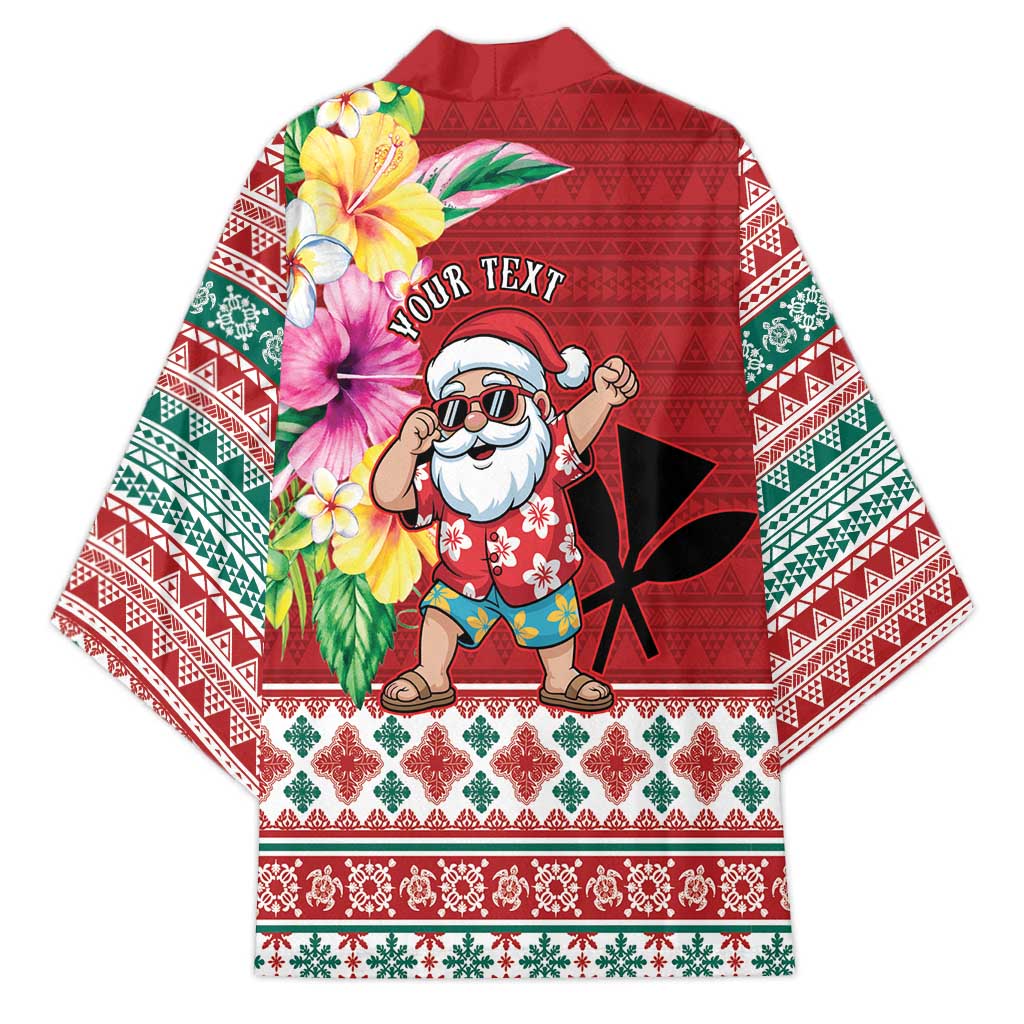 Santa Surf Mele Kalikimaka Personalized Kimono Aloha Tropical Christmas Vibes - Polynesian Pride