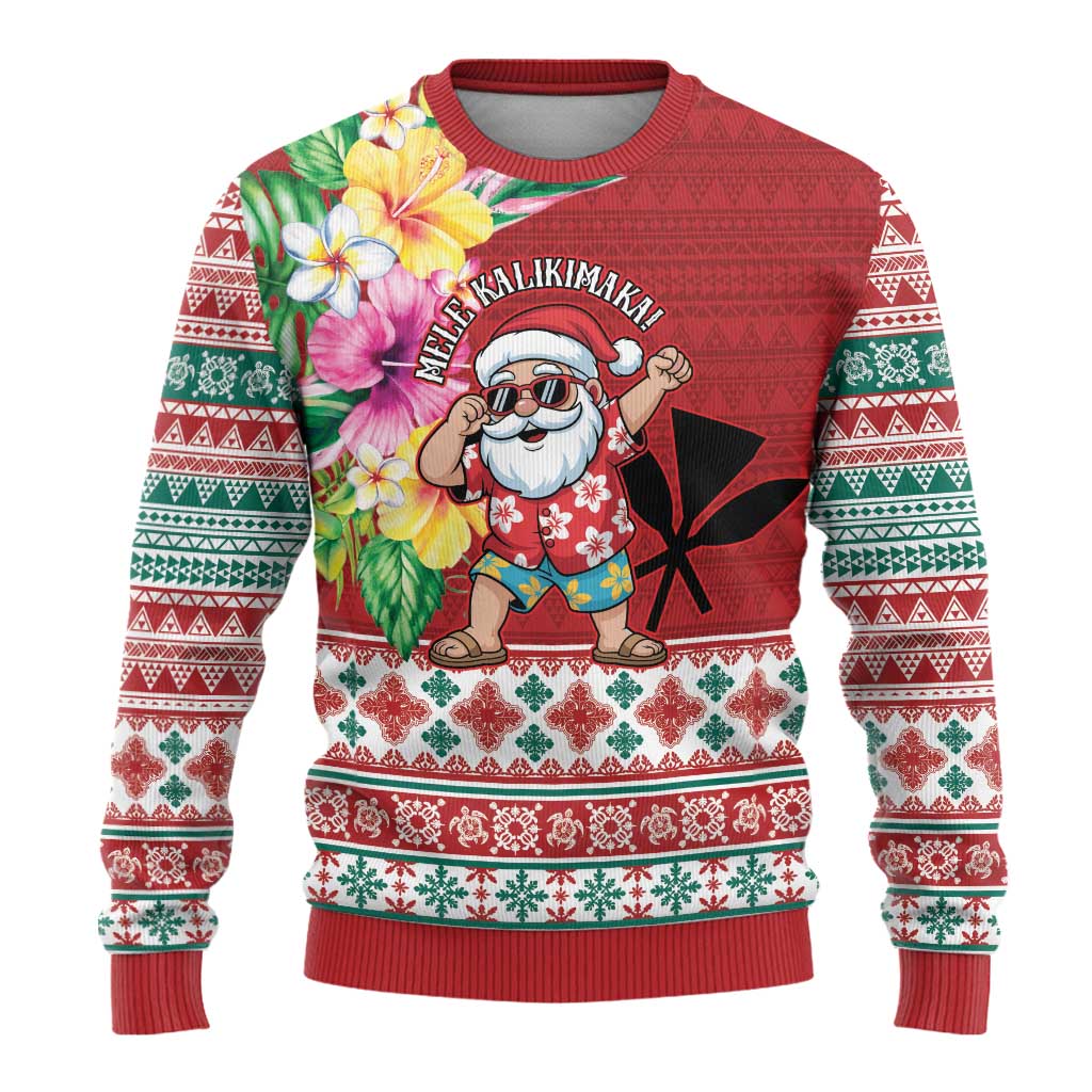 Santa Surf Mele Kalikimaka Personalized Ugly Christmas Sweater Aloha Tropical Christmas Vibes - Polynesian Pride