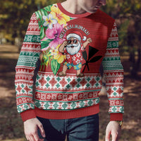 Santa Surf Mele Kalikimaka Personalized Ugly Christmas Sweater Aloha Tropical Christmas Vibes - Polynesian Pride
