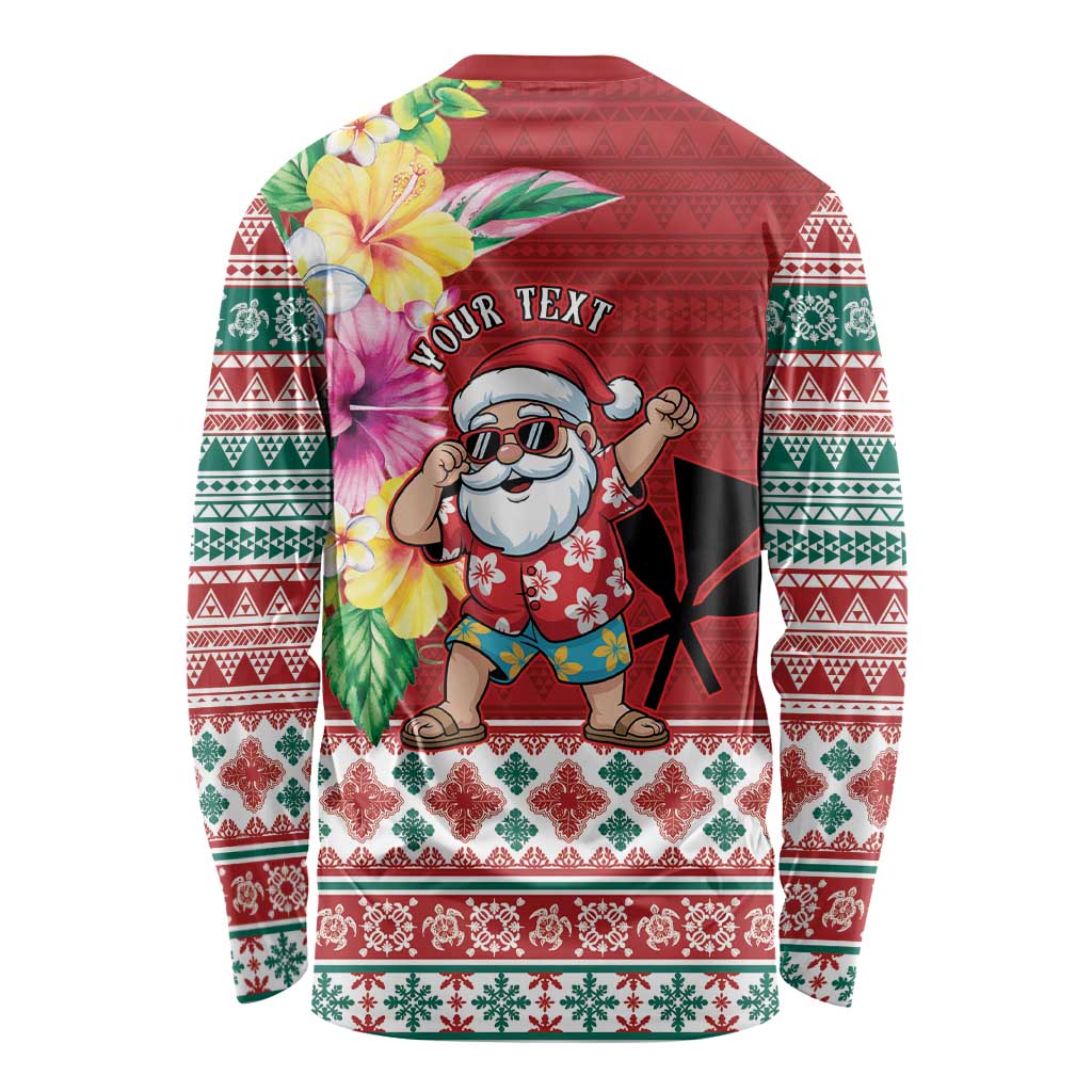 Santa Surf Mele Kalikimaka Personalized Long Sleeve Shirt Aloha Tropical Christmas Vibes - Polynesian Pride