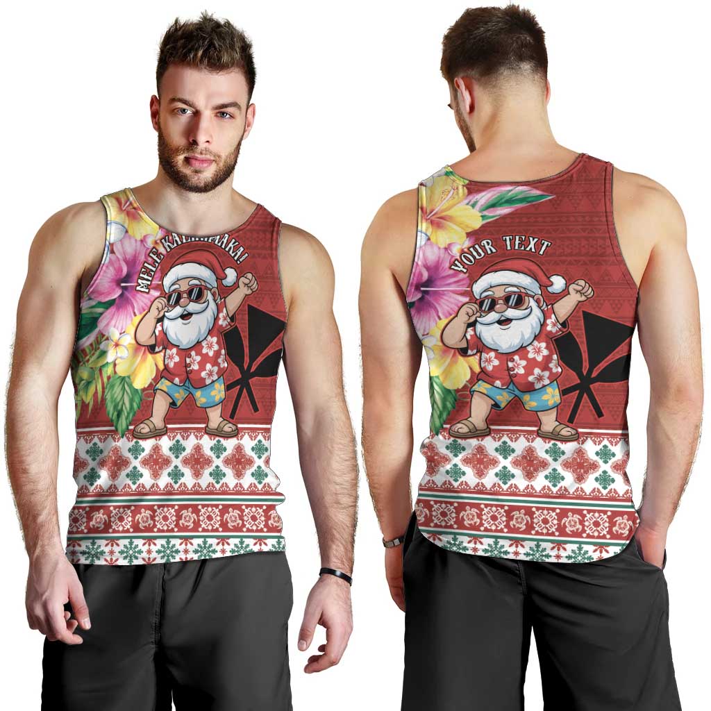 Santa Surf Mele Kalikimaka Personalized Men Tank Top Aloha Tropical Christmas Vibes - Polynesian Pride