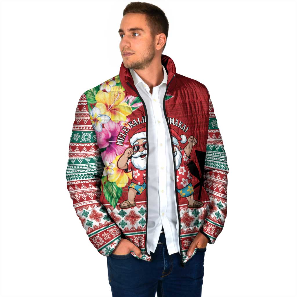 Santa Surf Mele Kalikimaka Personalized Padded Jacket Aloha Tropical Christmas Vibes - Polynesian Pride