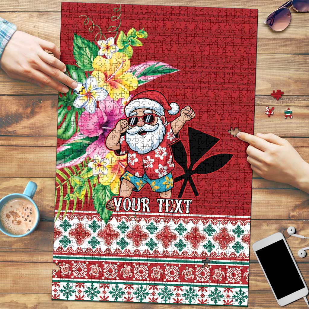 Santa Surf Mele Kalikimaka Personalized Puzzle Aloha Tropical Christmas Vibes - Polynesian Pride