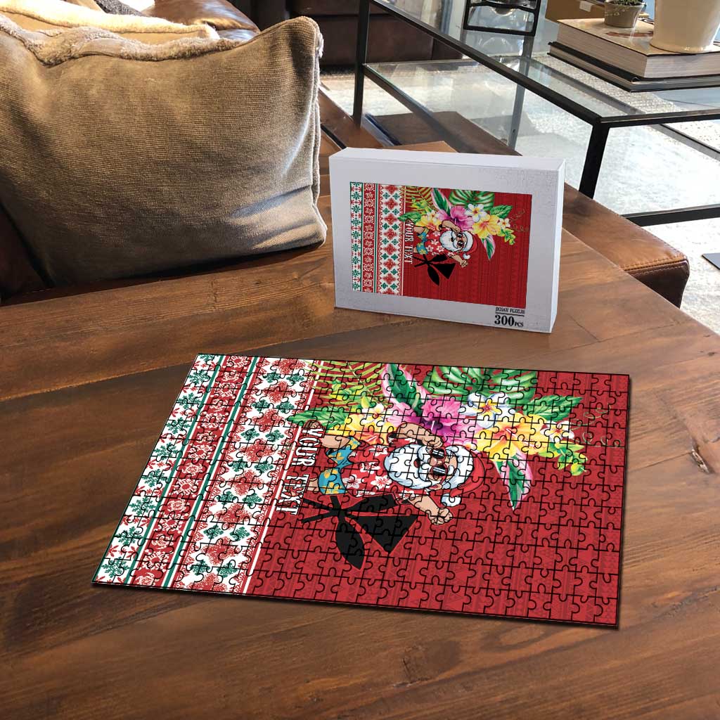 Santa Surf Mele Kalikimaka Personalized Puzzle Aloha Tropical Christmas Vibes - Polynesian Pride