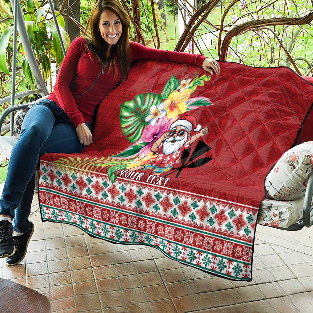 Santa Surf Mele Kalikimaka Personalized Quilt Aloha Tropical Christmas Vibes - Polynesian Pride
