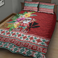 Santa Surf Mele Kalikimaka Personalized Quilt Bed Set Aloha Tropical Christmas Vibes - Polynesian Pride