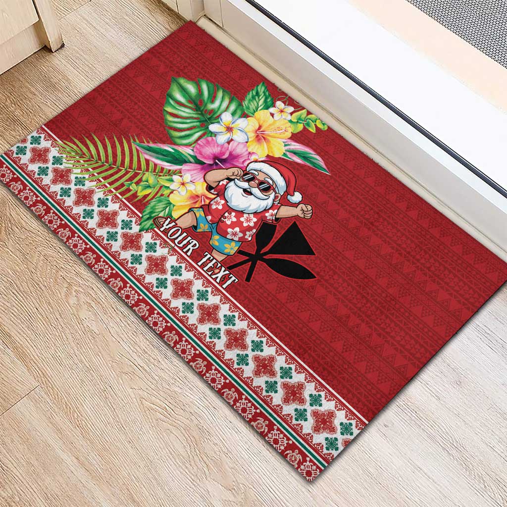 Santa Surf Mele Kalikimaka Personalized Rubber Doormat Aloha Tropical Christmas Vibes - Polynesian Pride