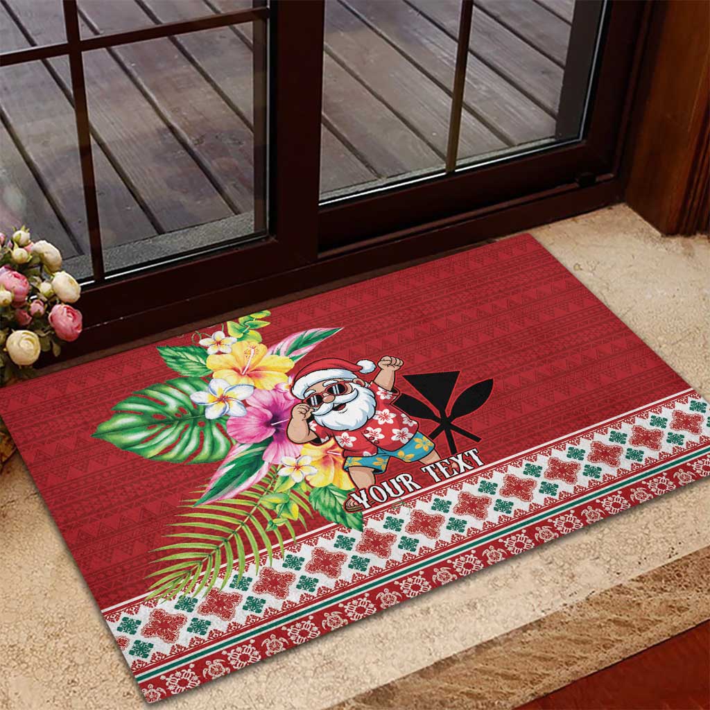Santa Surf Mele Kalikimaka Personalized Rubber Doormat Aloha Tropical Christmas Vibes - Polynesian Pride