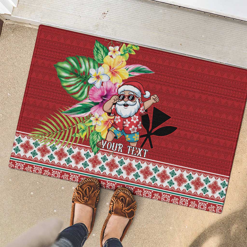 Santa Surf Mele Kalikimaka Personalized Rubber Doormat Aloha Tropical Christmas Vibes - Polynesian Pride