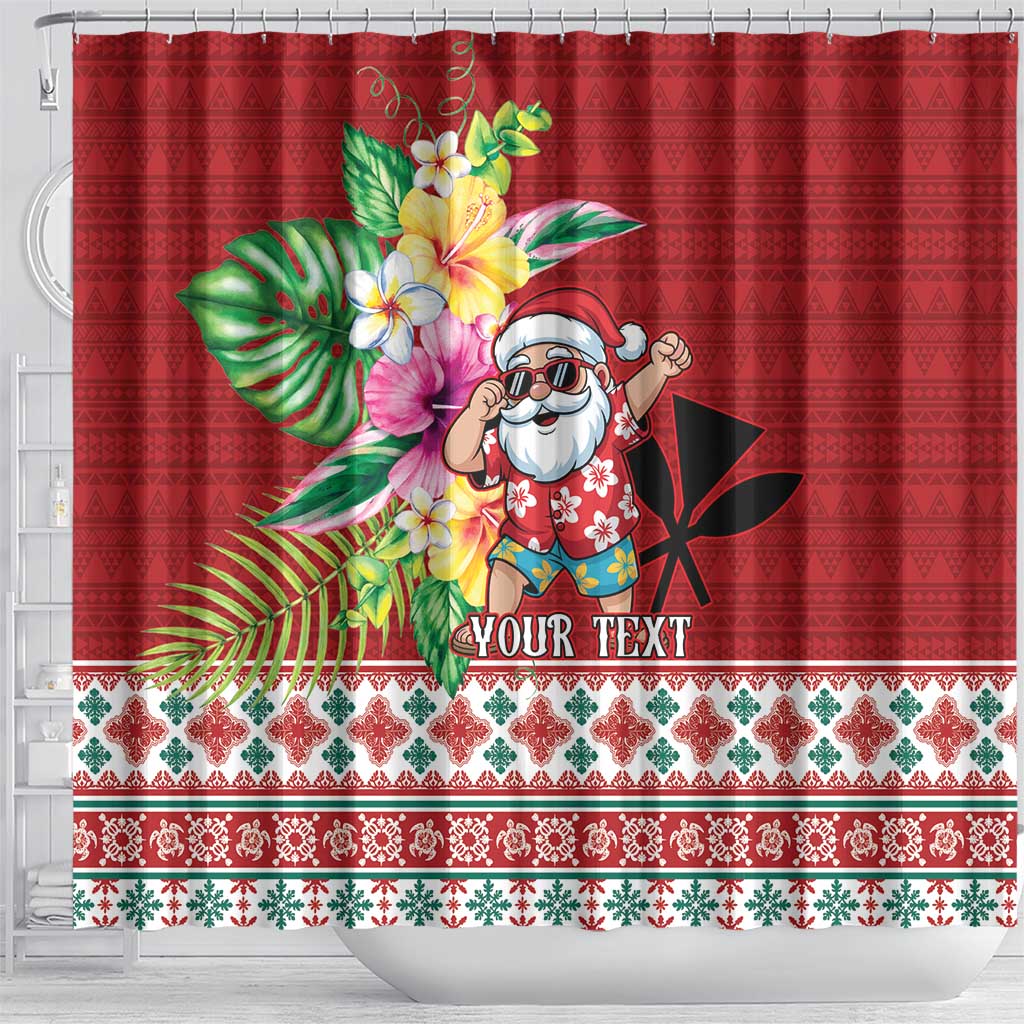 Santa Surf Mele Kalikimaka Personalized Shower Curtain Aloha Tropical Christmas Vibes - Polynesian Pride