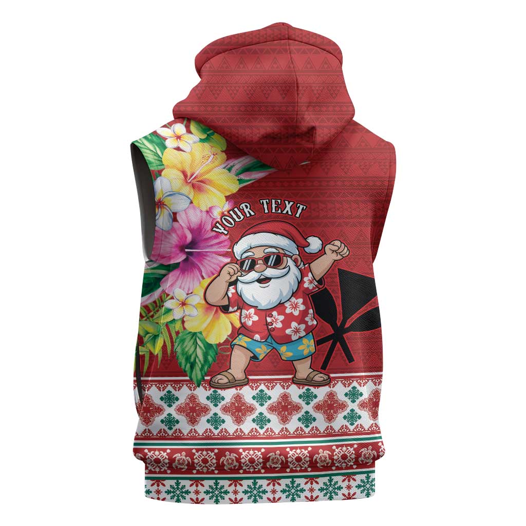Santa Surf Mele Kalikimaka Personalized Sleeveless Zip Hoodie Aloha Tropical Christmas Vibes - Polynesian Pride