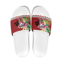 Santa Surf Mele Kalikimaka Personalized Slide Sandals Aloha Tropical Christmas Vibes - Polynesian Pride