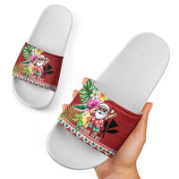 Santa Surf Mele Kalikimaka Personalized Slide Sandals Aloha Tropical Christmas Vibes - Polynesian Pride