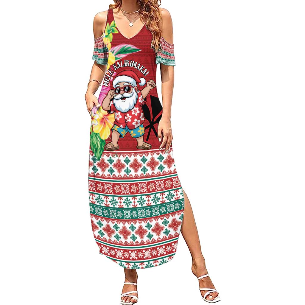 Santa Surf Mele Kalikimaka Personalized Summer Maxi Dress Aloha Tropical Christmas Vibes - Polynesian Pride