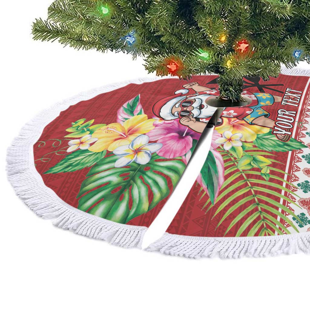 Santa Surf Mele Kalikimaka Personalized Tree Skirt Aloha Tropical Christmas Vibes - Polynesian Pride