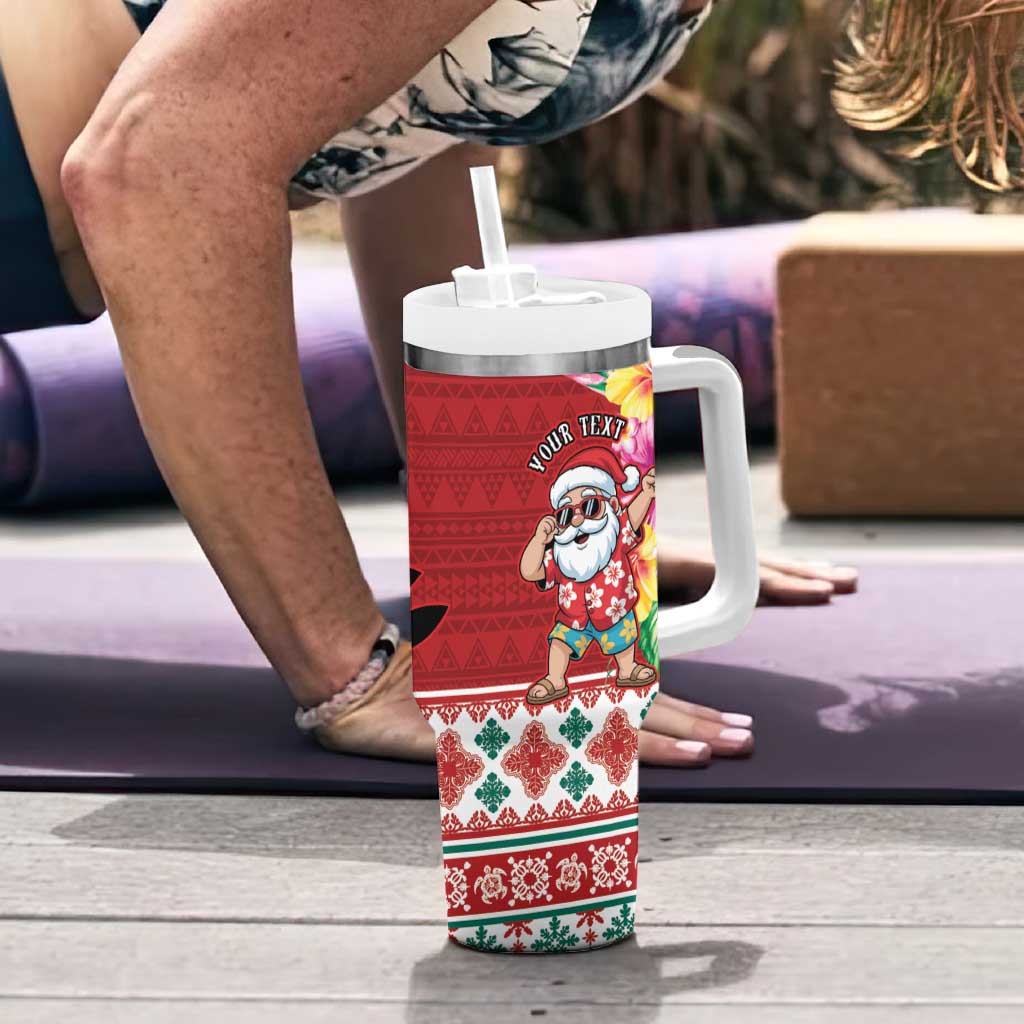 Santa Surf Mele Kalikimaka Personalized Tumbler With Handle Aloha Tropical Christmas Vibes - Polynesian Pride