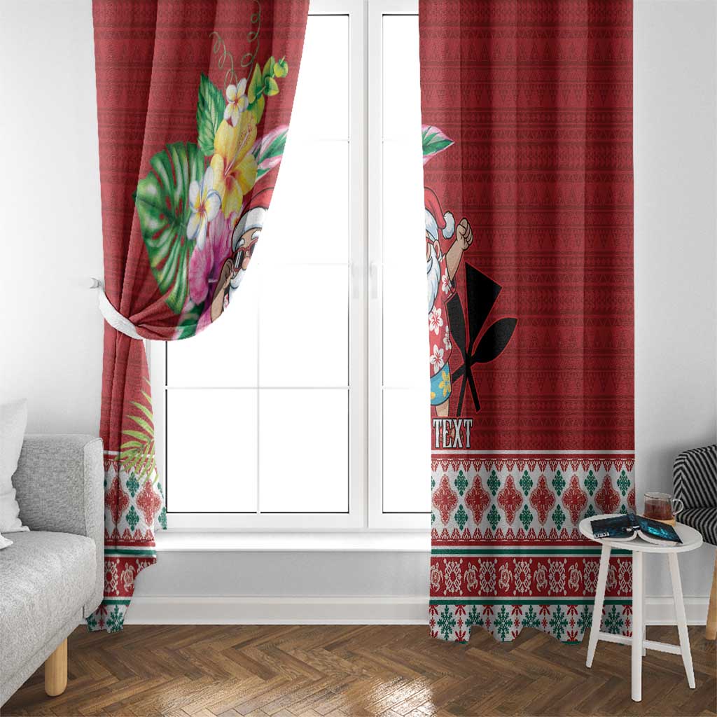 Santa Surf Mele Kalikimaka Personalized Window Curtain Aloha Tropical Christmas Vibes - Polynesian Pride