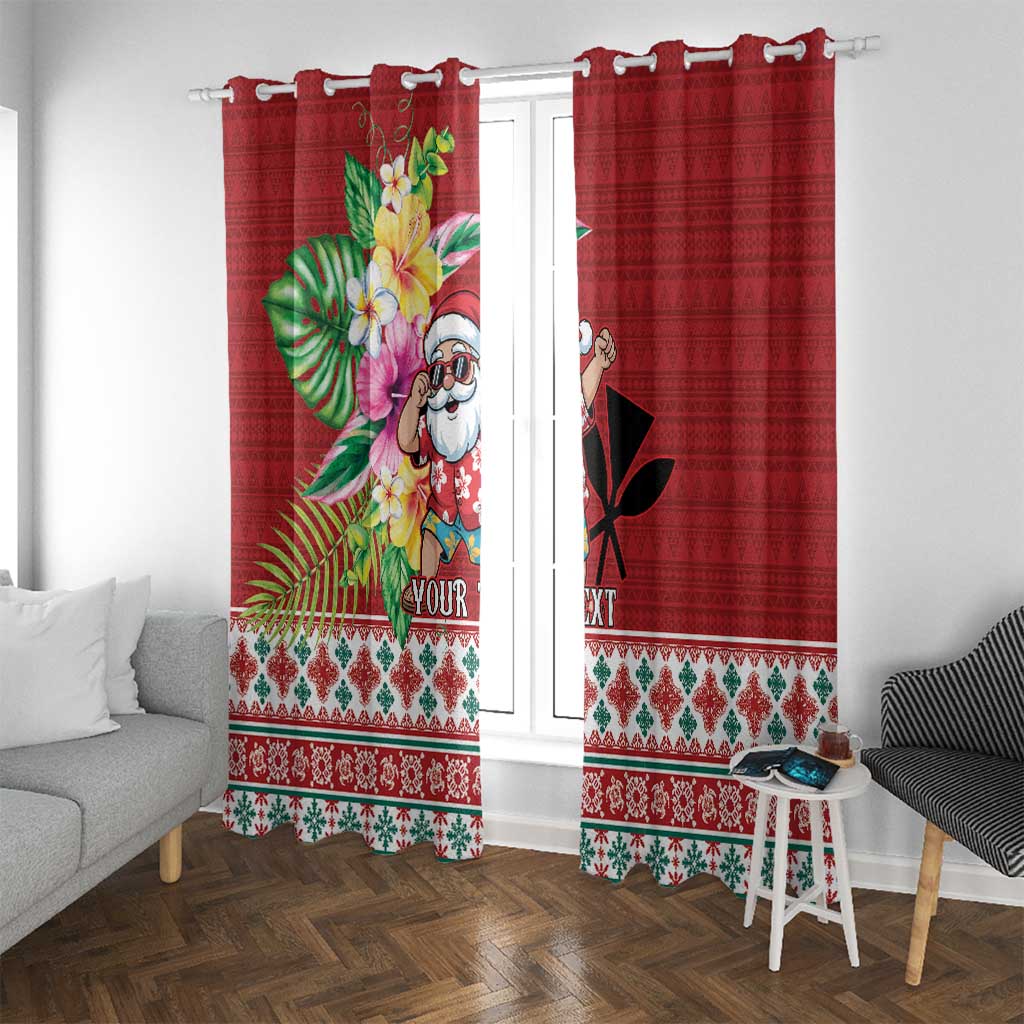 Santa Surf Mele Kalikimaka Personalized Window Curtain Aloha Tropical Christmas Vibes - Polynesian Pride