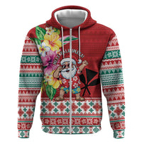 Santa Surf Mele Kalikimaka Personalized Zip Hoodie Aloha Tropical Christmas Vibes - Polynesian Pride