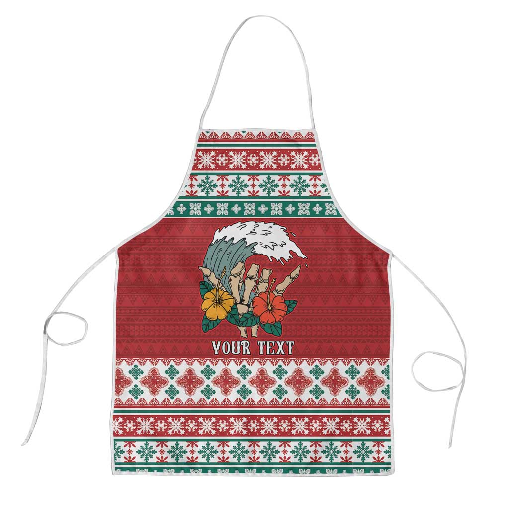 Shaka Sign Skull Mele Kalikimaka Personalized Apron Hawaiian Quilt Pattern - Polynesian Pride