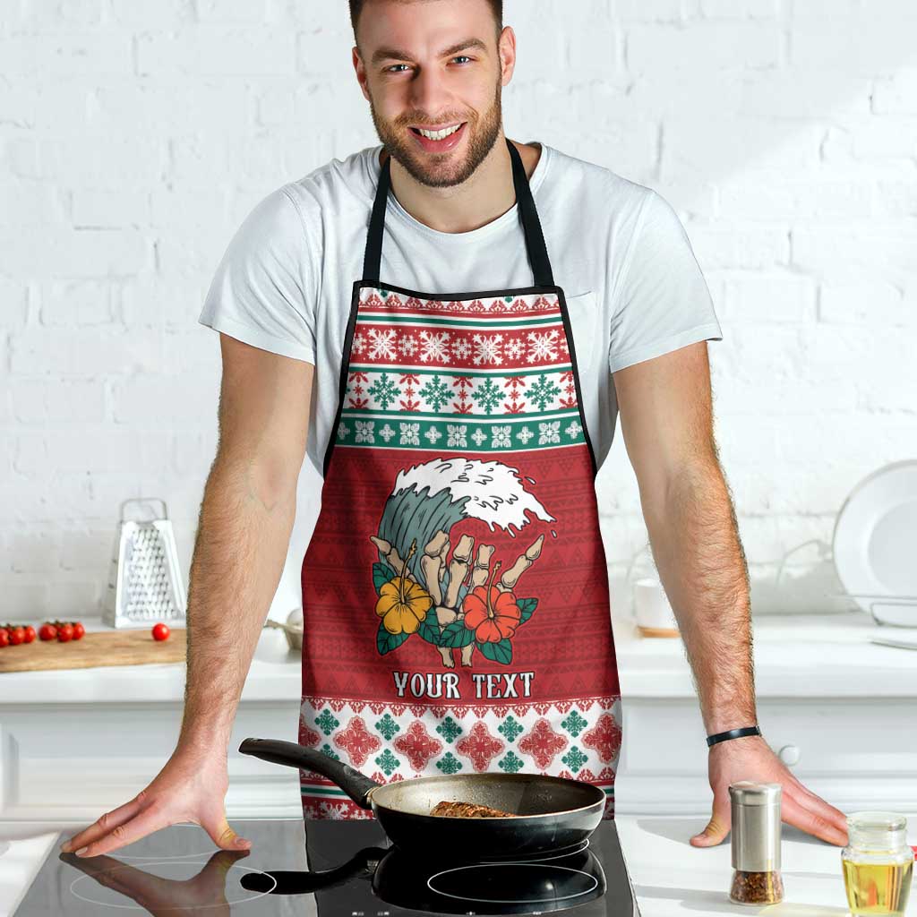 Shaka Sign Skull Mele Kalikimaka Personalized Apron Hawaiian Quilt Pattern - Polynesian Pride