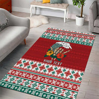 Shaka Sign Skull Mele Kalikimaka Personalized Area Rug Hawaiian Quilt Pattern - Polynesian Pride