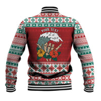 Shaka Sign Skull Mele Kalikimaka Personalized Baseball Jacket Hawaiian Quilt Pattern - Polynesian Pride