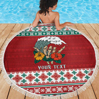 Shaka Sign Skull Mele Kalikimaka Personalized Beach Blanket Hawaiian Quilt Pattern - Polynesian Pride