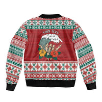 Shaka Sign Skull Mele Kalikimaka Personalized Bomber Jacket Hawaiian Quilt Pattern - Polynesian Pride