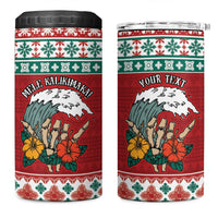 Shaka Sign Skull Mele Kalikimaka Personalized 4 in 1 Can Cooler Tumbler Hawaiian Quilt Pattern - Polynesian Pride