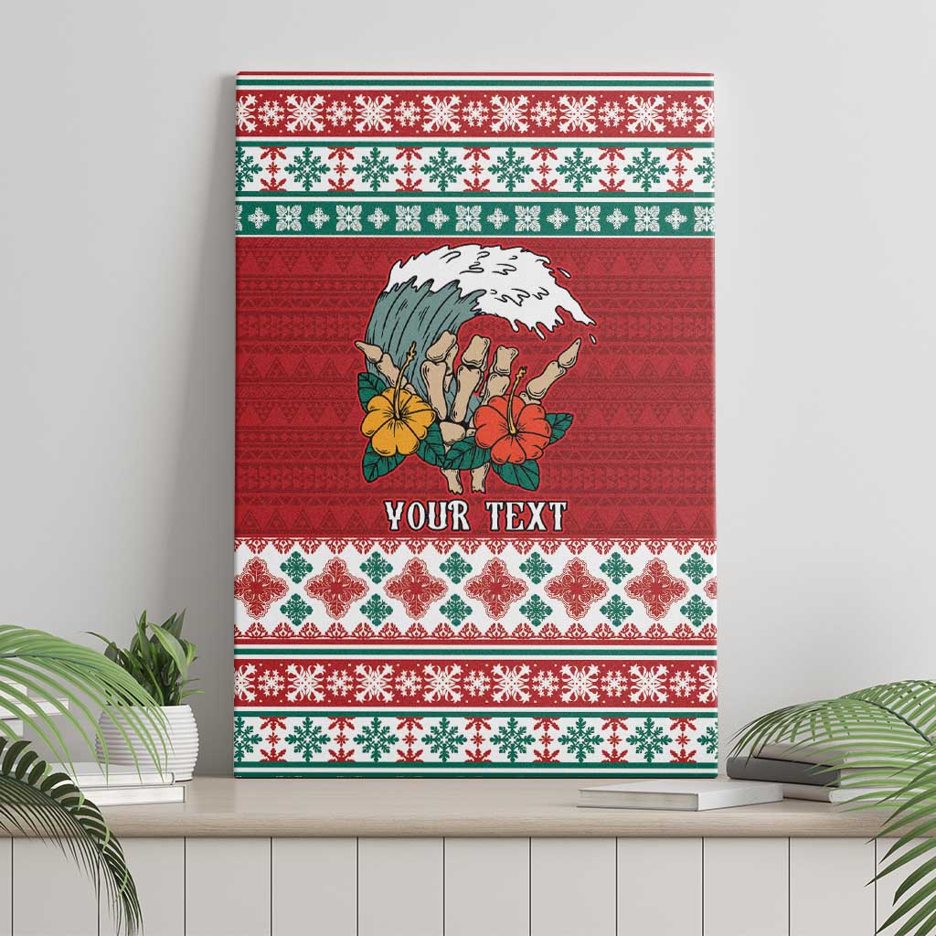 Shaka Sign Skull Mele Kalikimaka Personalized Canvas Wall Art Hawaiian Quilt Pattern - Polynesian Pride