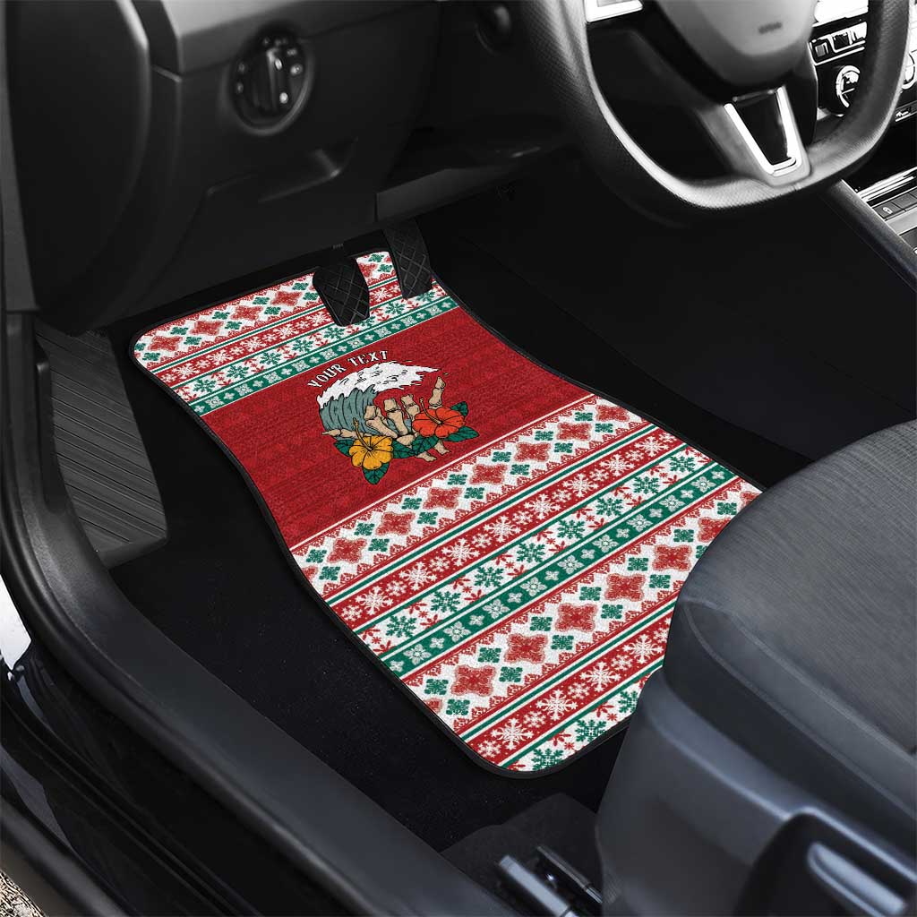 Shaka Sign Skull Mele Kalikimaka Personalized Car Mats Hawaiian Quilt Pattern - Polynesian Pride