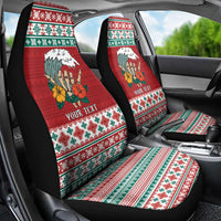 Shaka Sign Skull Mele Kalikimaka Personalized Car Seat Cover Hawaiian Quilt Pattern - Polynesian Pride