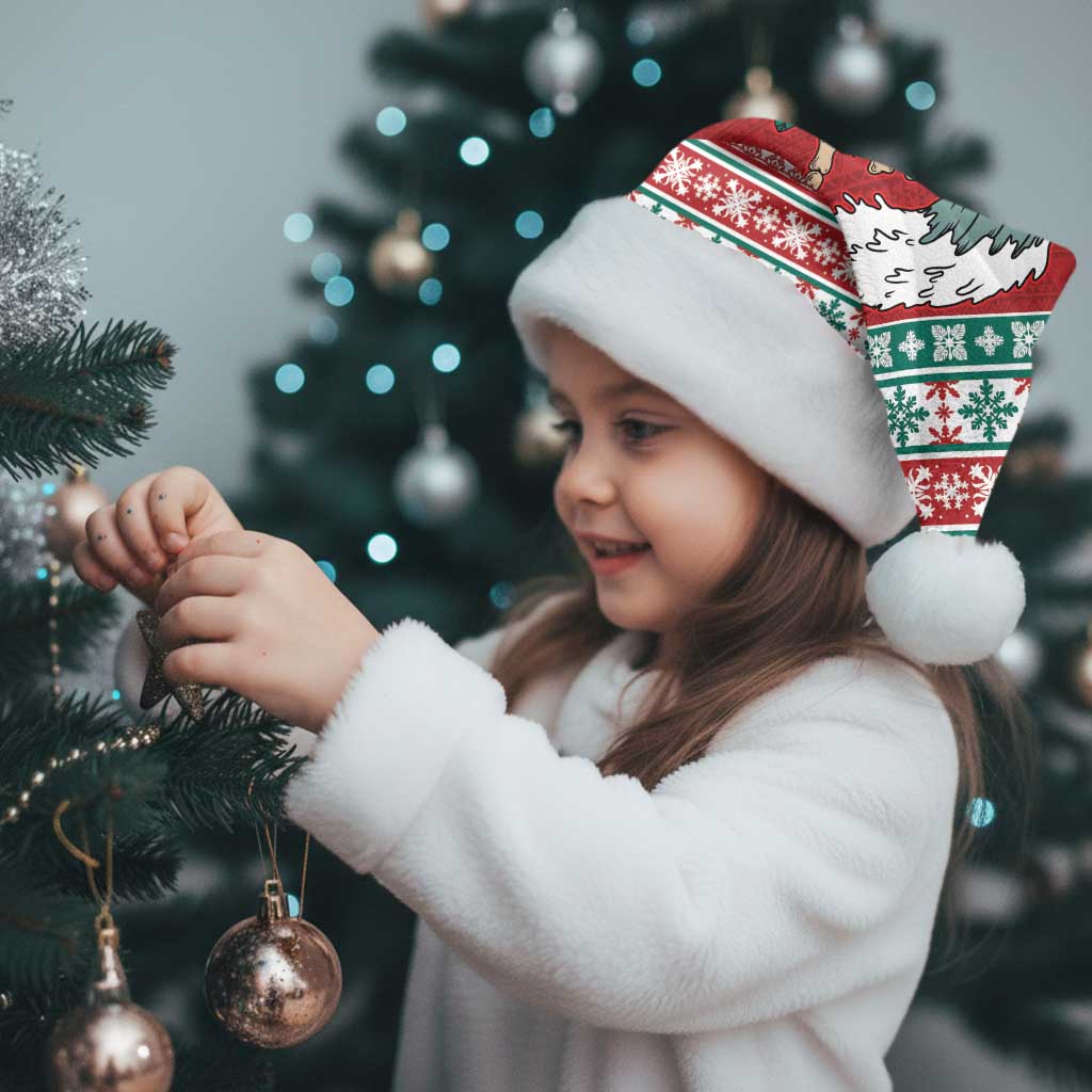 Shaka Sign Skull Mele Kalikimaka Personalized Christmas Santa Hat Hawaiian Quilt Pattern - Polynesian Pride