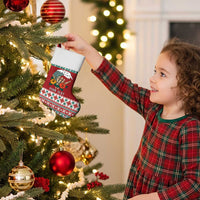 Shaka Sign Skull Mele Kalikimaka Personalized Christmas Stocking Hawaiian Quilt Pattern - Polynesian Pride