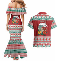 Shaka Sign Skull Mele Kalikimaka Personalized Couples Matching Mermaid Dress and Hawaiian Shirt Hawaiian Quilt Pattern - Polynesian Pride