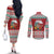 Shaka Sign Skull Mele Kalikimaka Personalized Couples Matching Off The Shoulder Long Sleeve Dress and Long Sleeve Button Shirt Hawaiian Quilt Pattern - Polynesian Pride