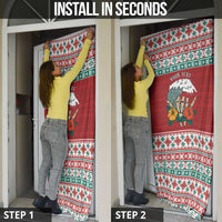 Shaka Sign Skull Mele Kalikimaka Personalized Door Cover Hawaiian Quilt Pattern - Polynesian Pride