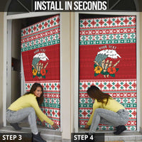 Shaka Sign Skull Mele Kalikimaka Personalized Door Cover Hawaiian Quilt Pattern - Polynesian Pride