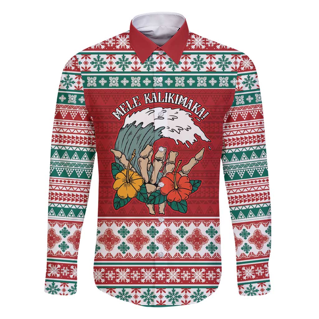 Shaka Sign Skull Mele Kalikimaka Personalized Family Matching Short Sleeve Bodycon Dress and Hawaiian Shirt Hawaiian Quilt Pattern - Polynesian Pride