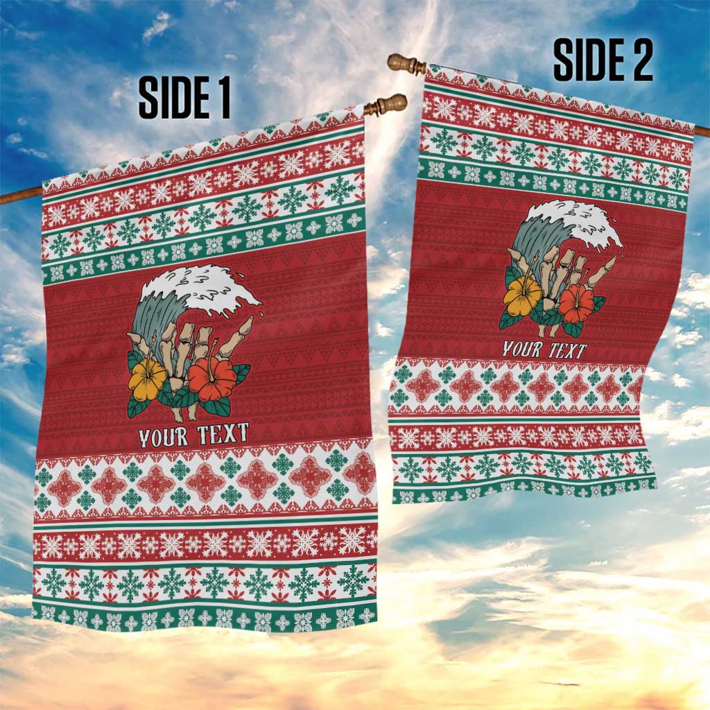 Shaka Sign Skull Mele Kalikimaka Personalized Garden Flag Hawaiian Quilt Pattern - Polynesian Pride