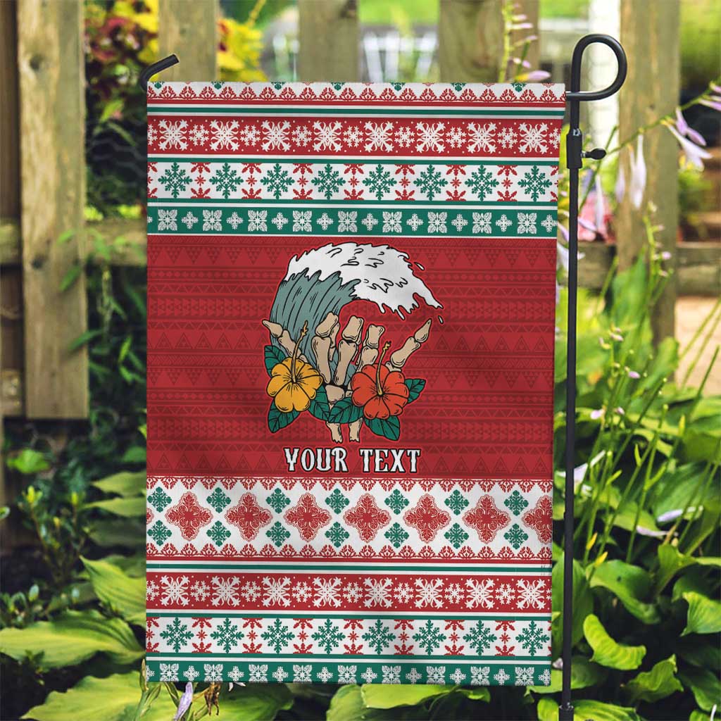Shaka Sign Skull Mele Kalikimaka Personalized Garden Flag Hawaiian Quilt Pattern - Polynesian Pride