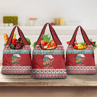 Shaka Sign Skull Mele Kalikimaka Personalized Grocery Bag Hawaiian Quilt Pattern - Polynesian Pride