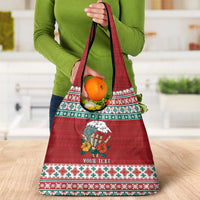 Shaka Sign Skull Mele Kalikimaka Personalized Grocery Bag Hawaiian Quilt Pattern - Polynesian Pride