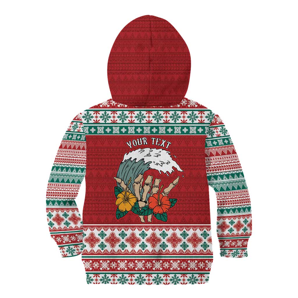 Shaka Sign Skull Mele Kalikimaka Personalized Kid Hoodie Hawaiian Quilt Pattern - Polynesian Pride