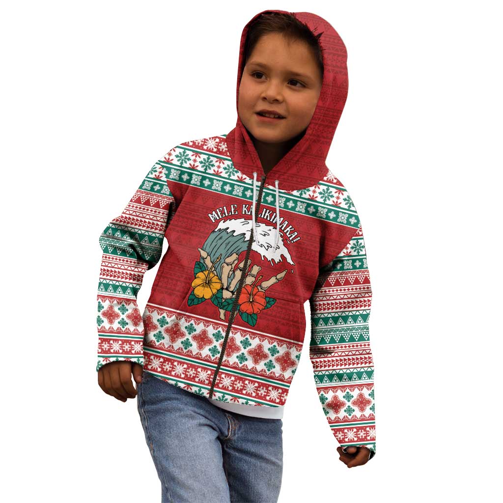 Shaka Sign Skull Mele Kalikimaka Personalized Kid Hoodie Hawaiian Quilt Pattern - Polynesian Pride