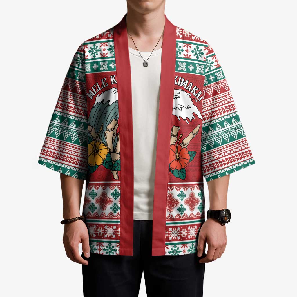 Shaka Sign Skull Mele Kalikimaka Personalized Kimono Hawaiian Quilt Pattern - Polynesian Pride